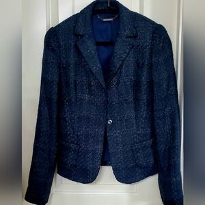 Elie Tahari Textured, Shimmery Navy Blazer